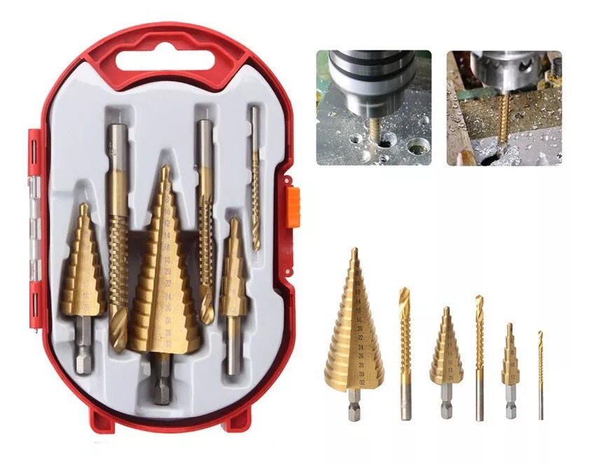 Juego de 6 Brocas Escalonada de Acero